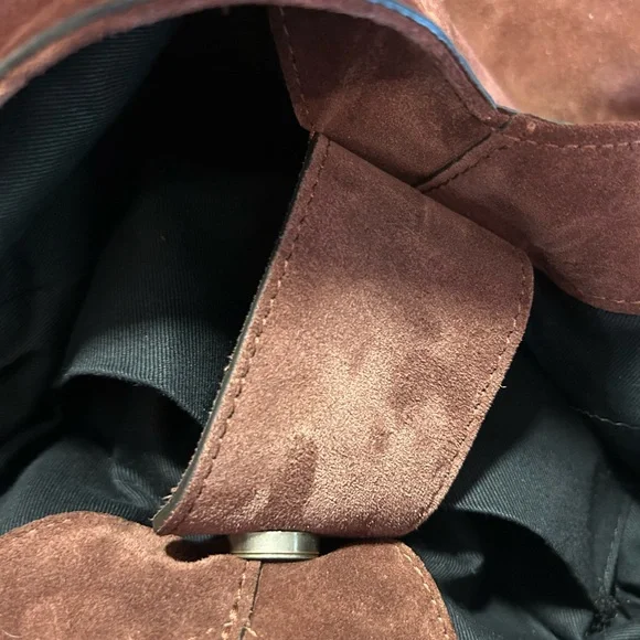 Sundance Origami Italian Suede Bag -  Brown, zip pockets inside and out. EUC - Picture 9 of 13